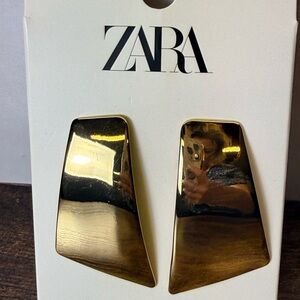 ZARA Gold Asymmetric Trapezoid Drop Earrings